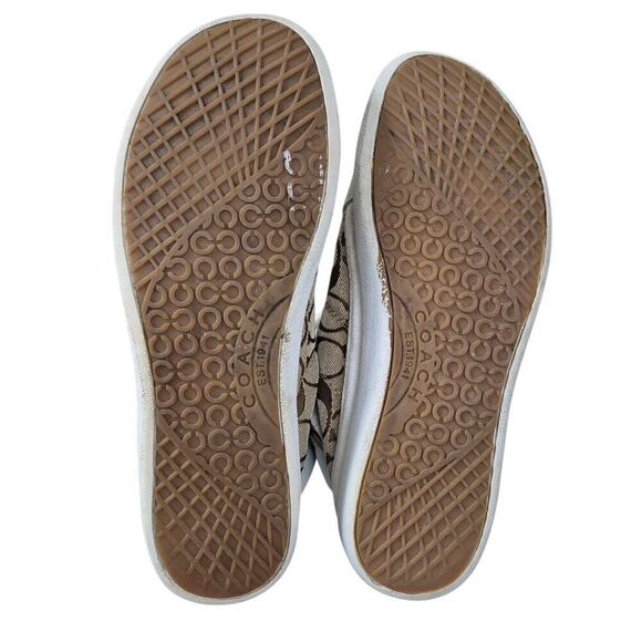 Coach Signature & Leather Ellis Khaki / White High Top Sneakers 8 - Picture 8 of 8